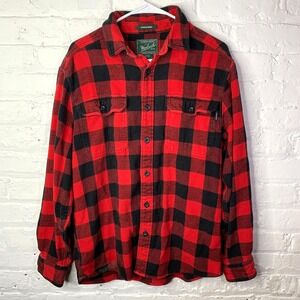 Woolrich Oxbow Bend Heavy Flannel Shirt‎ Red Buffalo Plaid Mens Size Medium